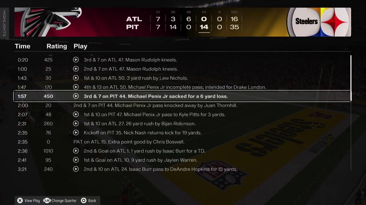 Season 34 - Week 5: Atlanta Falcons vs Pittsburgh Steelers