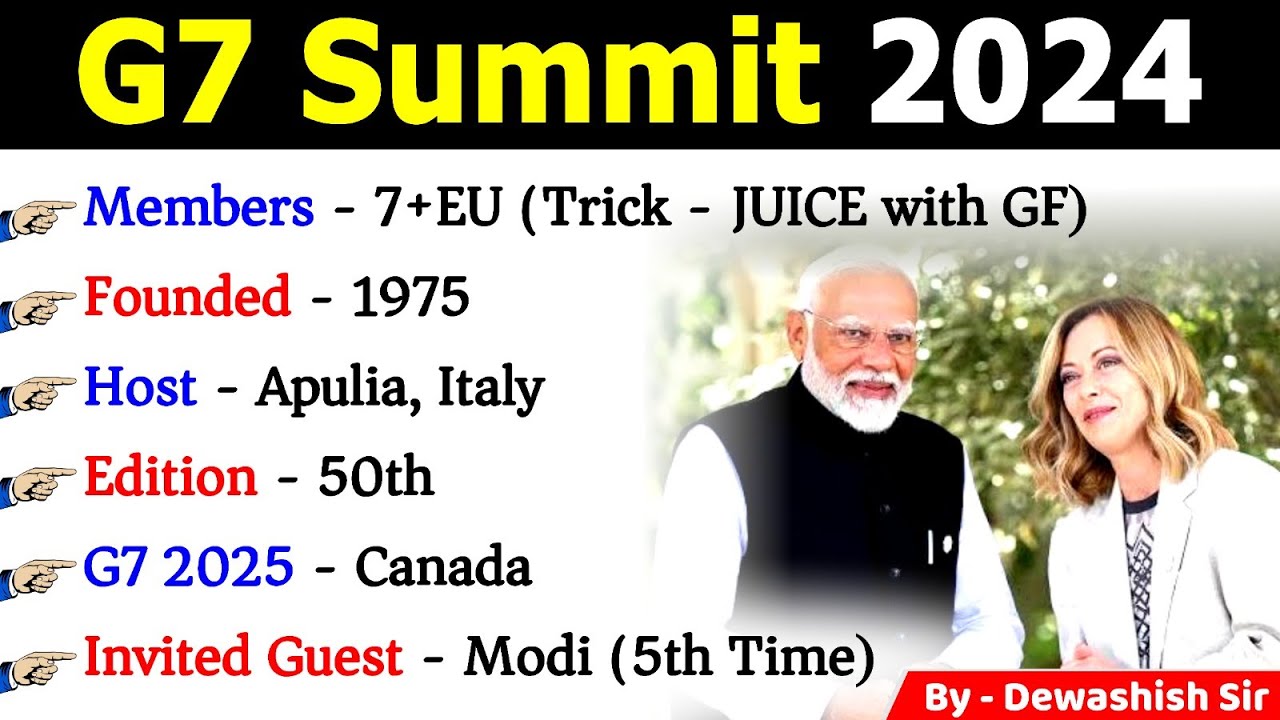 G7 SUMMIT 2024 | 50th G7 Summit 2024 | Narendra Modi | Meloni | Current Affairs 