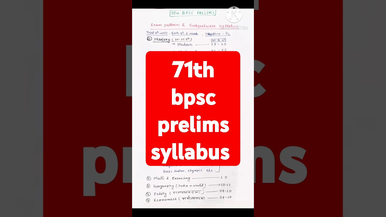71th BPSC PRELIMS EXAM PATTERN AND SYLLABUS || bpsc syllabus 2025 ||#bpsc#pcs#shorts#viral#trending