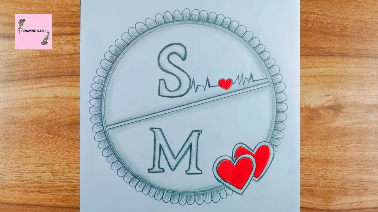 How to draw a S and M letter circle drawing||letter circle drawing with pencil sketch for beginners