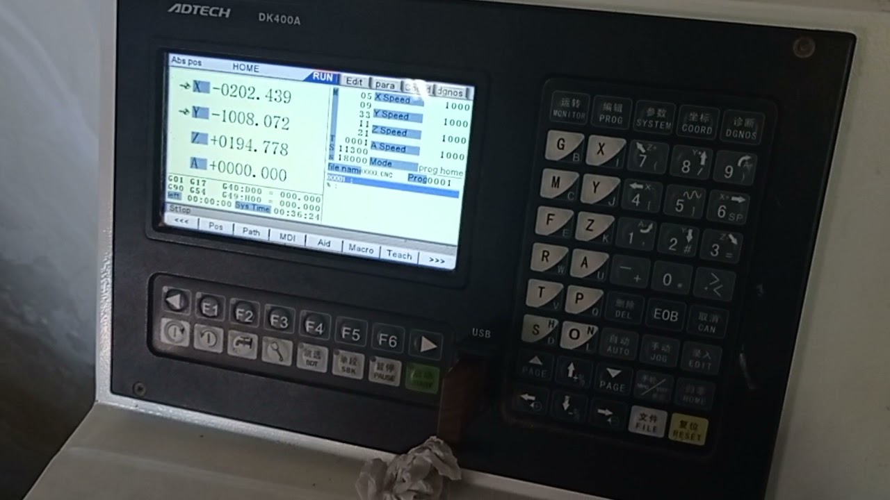 configuración panel control DK400A ADTECH CNC ROUTER