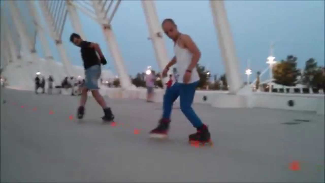 Slalom skating at OAKA after a couple of beers