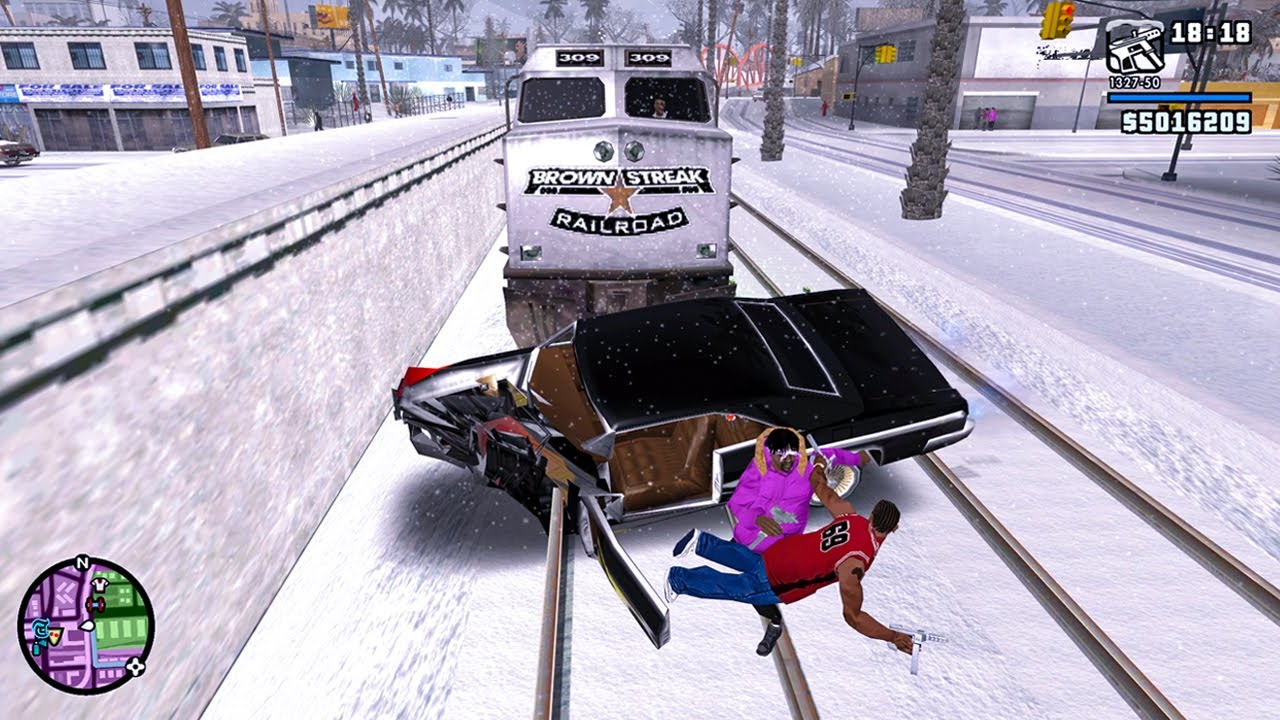 GTA SA Realistic Vehicle Deformation - Winter Crash Testing #8
