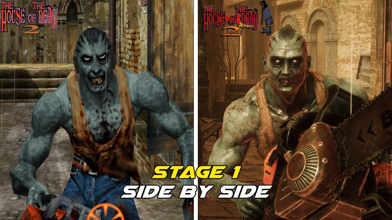 The House of the Dead 2 Remake - Stage 1 Comparison - Side by Side (Original vs Remake) 4k 60FPS