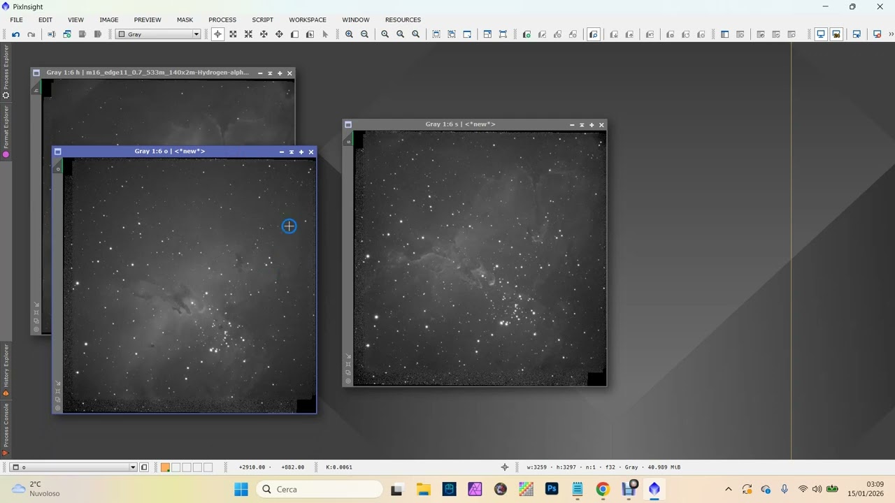 elaborazione pixinsight photoshop dei pilastri della creazione in sho