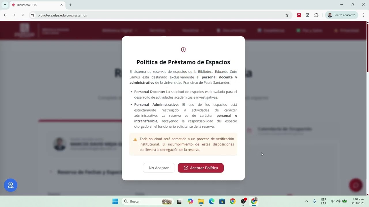 Tutorial de cómo solicitar un préstamo de espacios a la Biblioteca Eduardo Cote Lamus