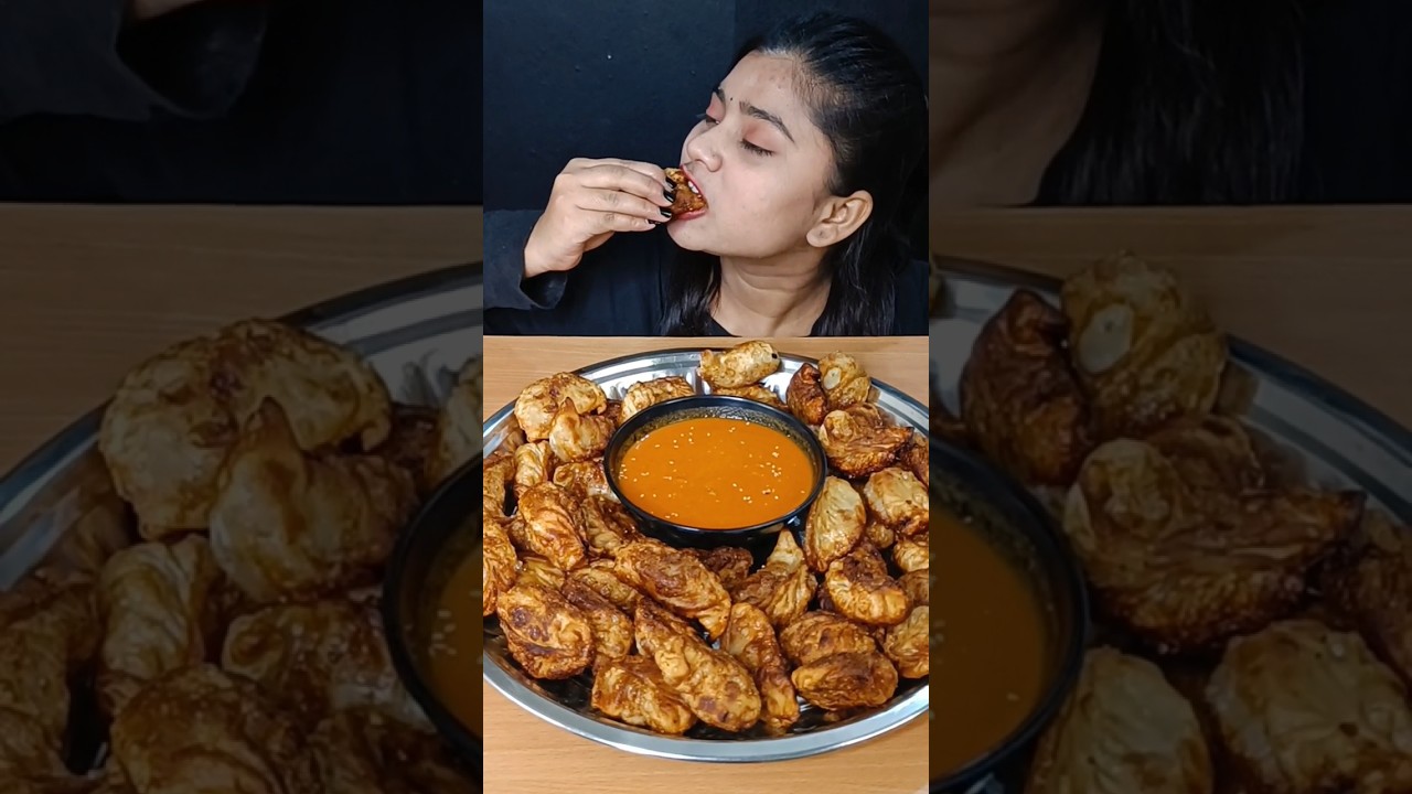 100 CHICKEN Momos Challenge | Spicy Fried Momos Eating Challenge #shorts #foodchallenge