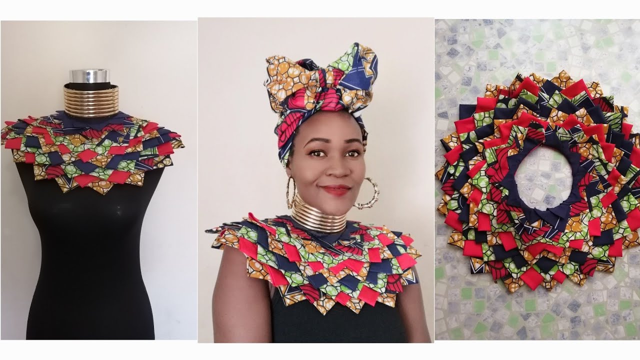 DIY How I Made this Beautiful African Print(Ankara) Bib/Cape Necklace
