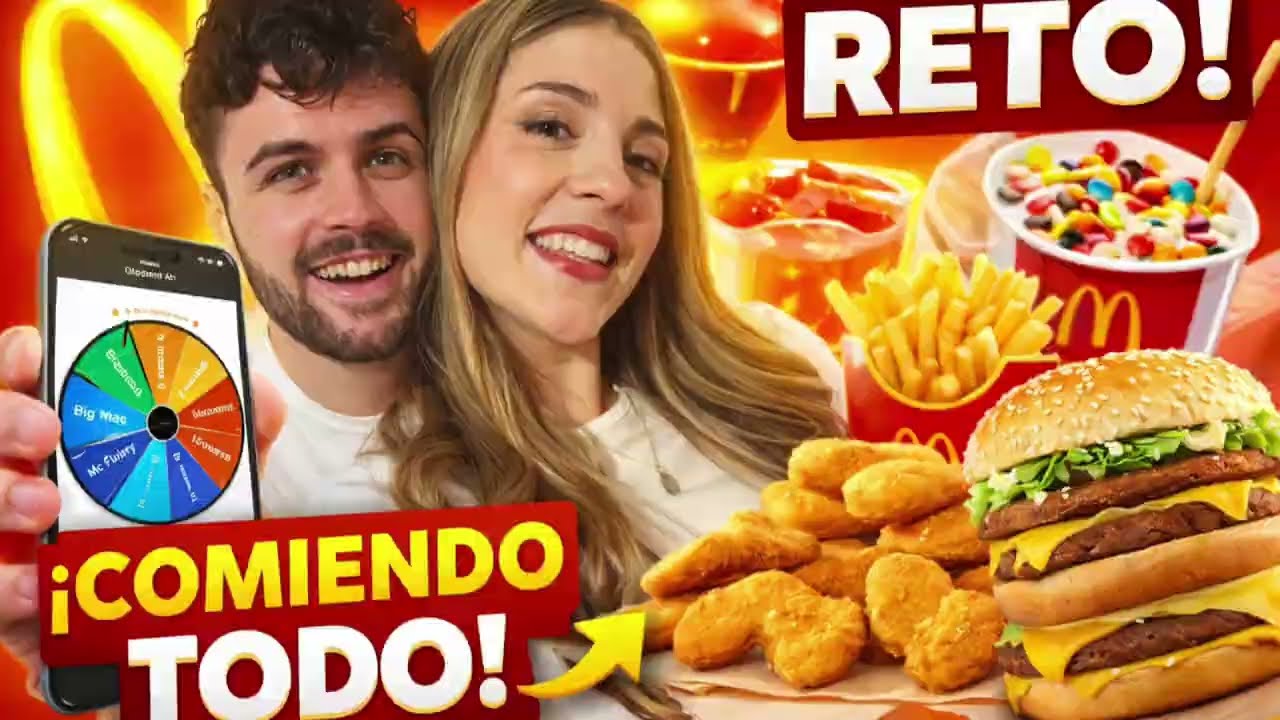 RETO MCDONALDS!!la ruleta lo decide todo!!😱🍔🍫🫣 #reto #mcdonalds #foodie 