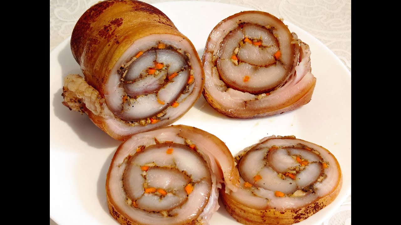 Рулет из тонкого Сала в духовке!, Вкусный Рулет вместо колбасы!