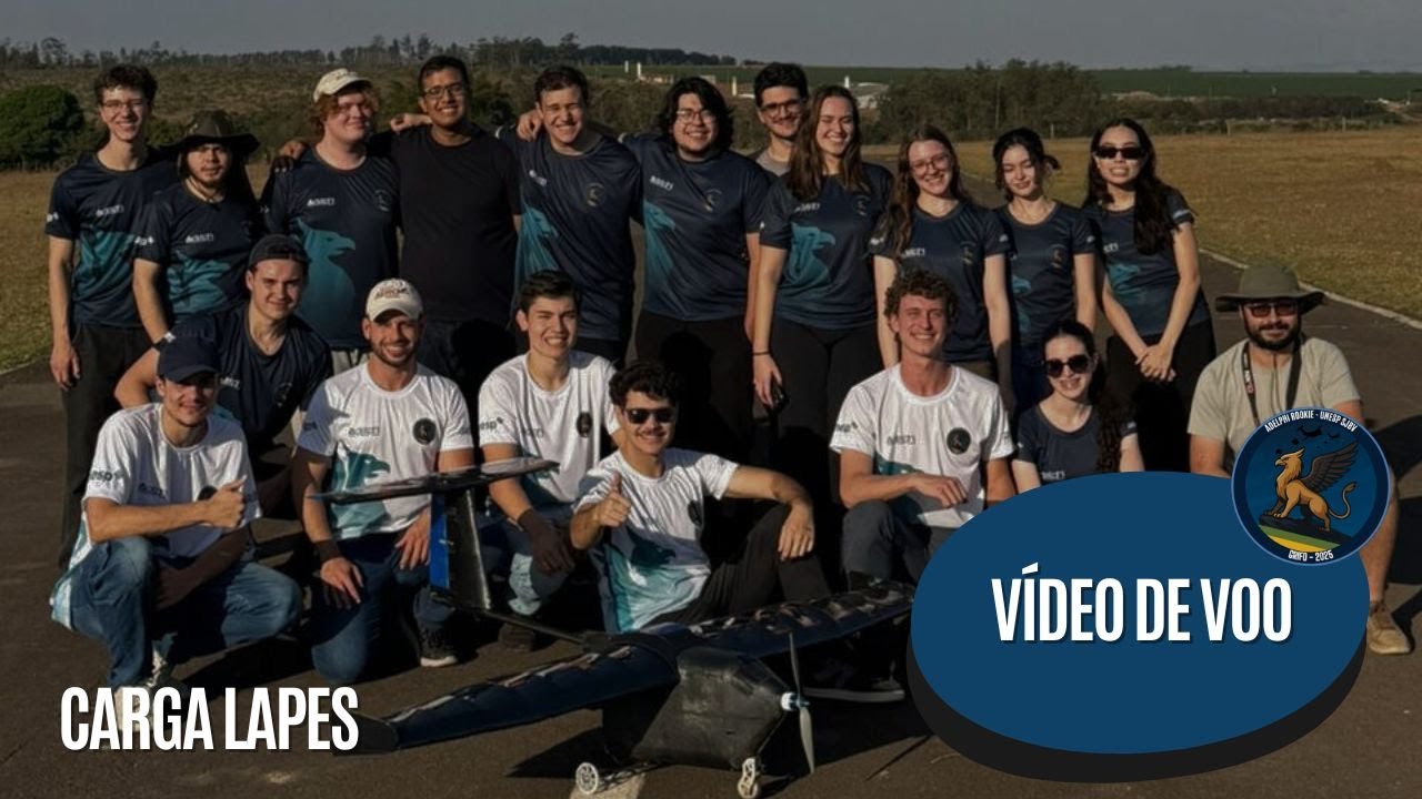 Vídeo de voo (Missão LAPES) - SAE Brasil Aerodesign 2025 - Equipe nº 216 - Adelphi Rookie UNESP SJBV