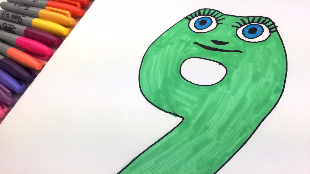 Bbs cbeebies Kids learning maths by coloring numberjacks number nine