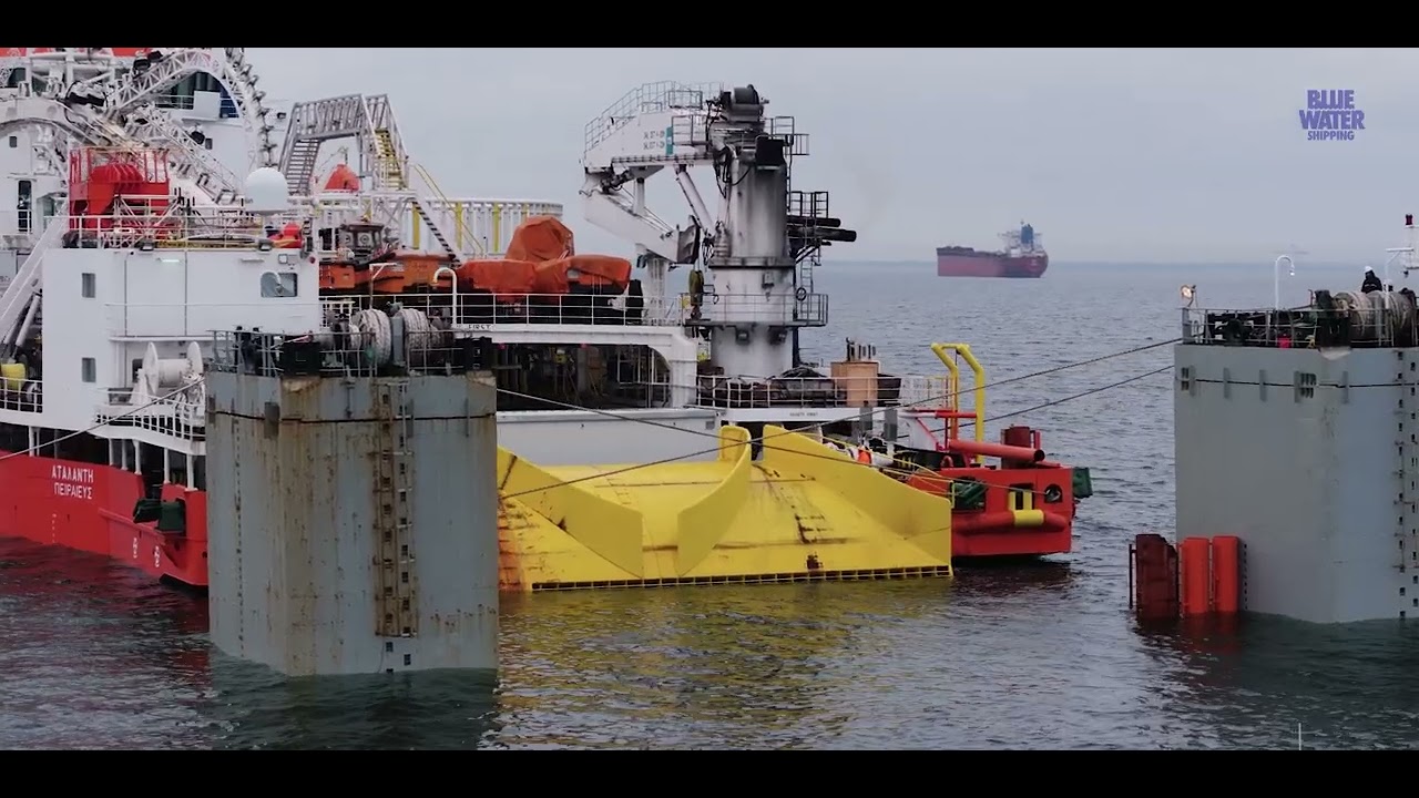 Semi-submersible vessel unloads offshore vessel I Gdansk I Blue Water Shipping