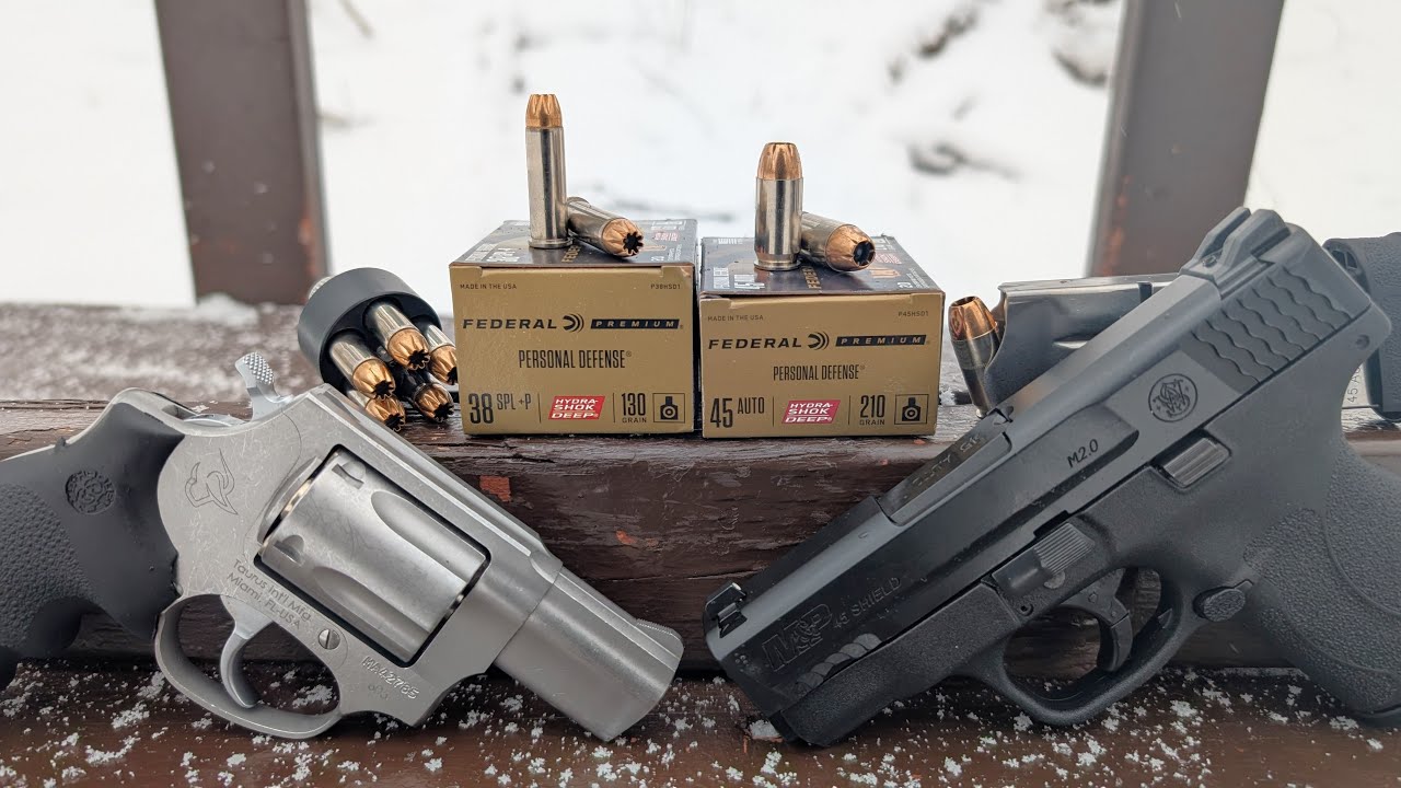 😃BEST Short Barrel .45 Ammo I've Seen! Federal Hydra-Shok Deep .38 SPL VS .45 ACP Ballistic Gel Test