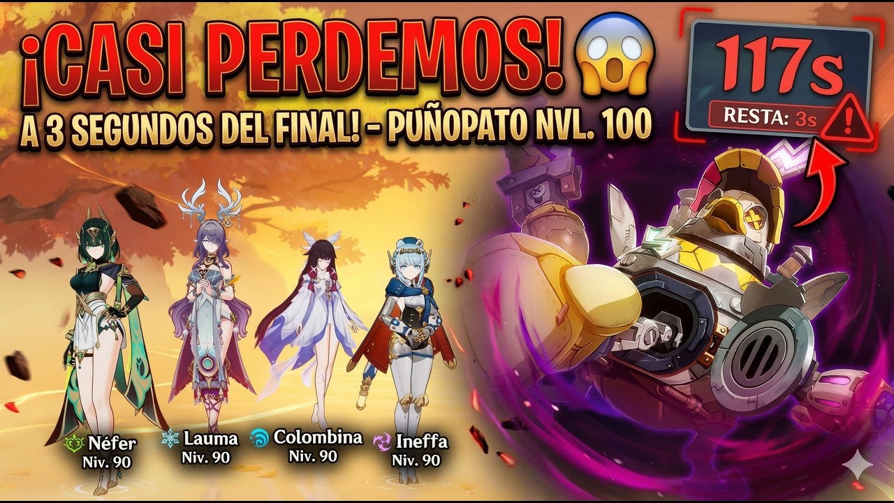 ¡CASI PERDEMOS! 😱 A 3 SEGUNDOS DEL DESASTRE CON PUÑOPATO NVL. 100#guíagenshin