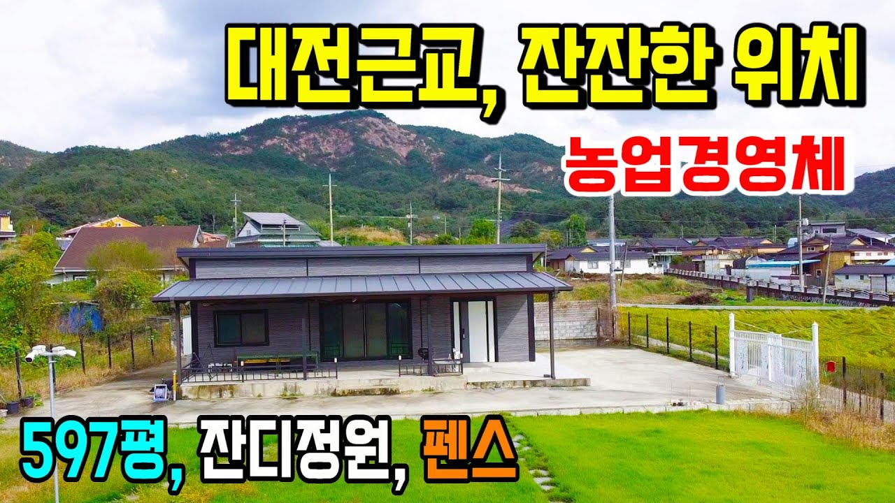 1271.  대전근교로 잔잔한 길을 따라 들어가면 597평의 토지와 주택수에 포함되지 않는 제1종근린생활시설이 나옵니다. 잔디정원에 집전체는 펜스로 둘러져 있답니다 #금산전원주택