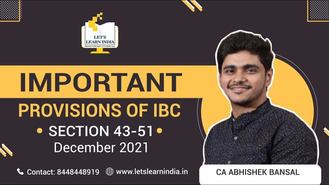 Bytes | Important Sections of IBC, 2016 | CA Final | Law | Eco Law | December 2021