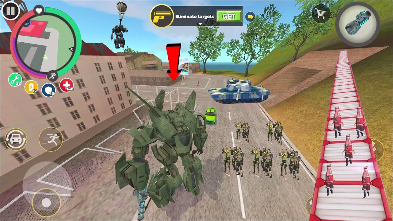 Rope Hero Vice Town (Transformer Jet Airplane Fight Police Car Robot) robot airplane fly in the sky