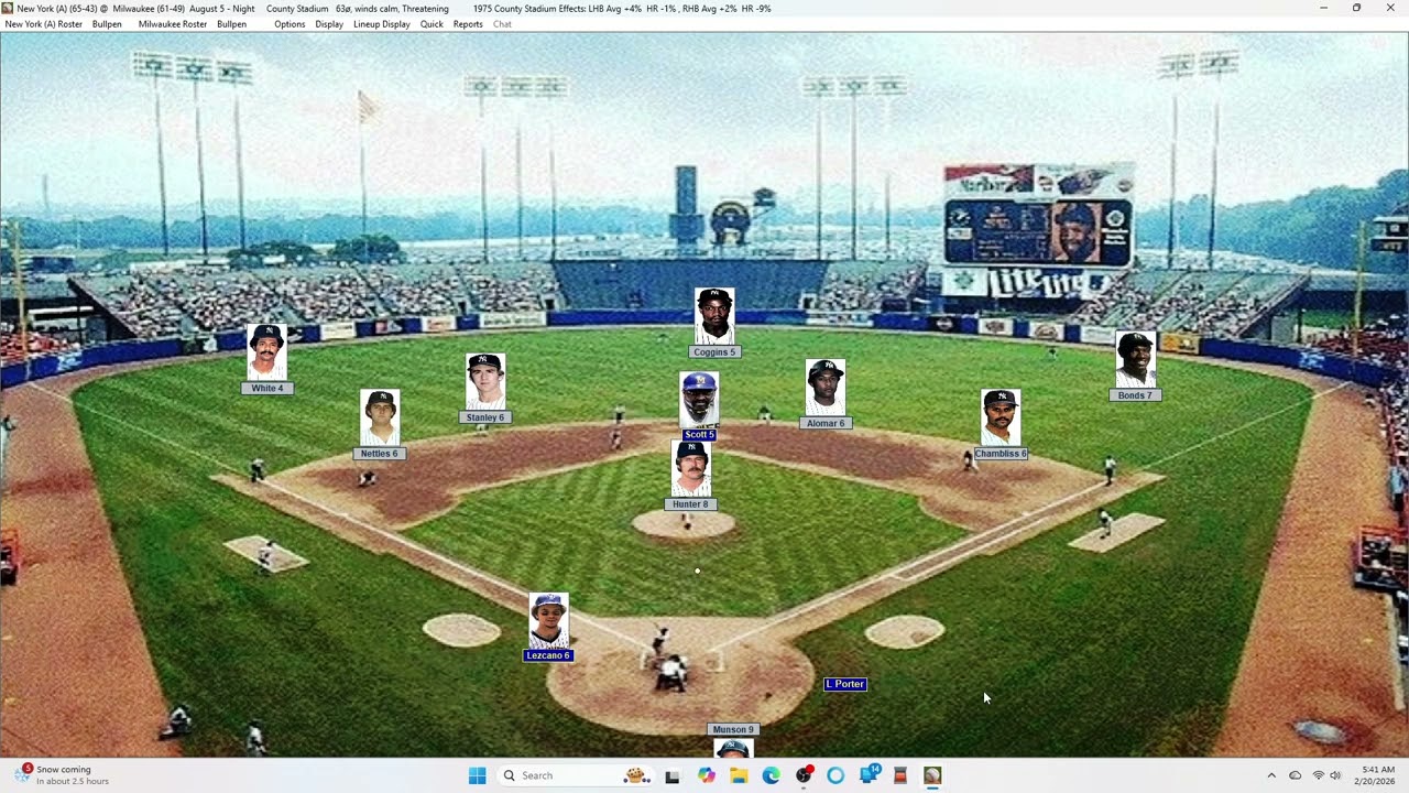 Action PC Baseball 8-5-75 New York Y at Milwaukee