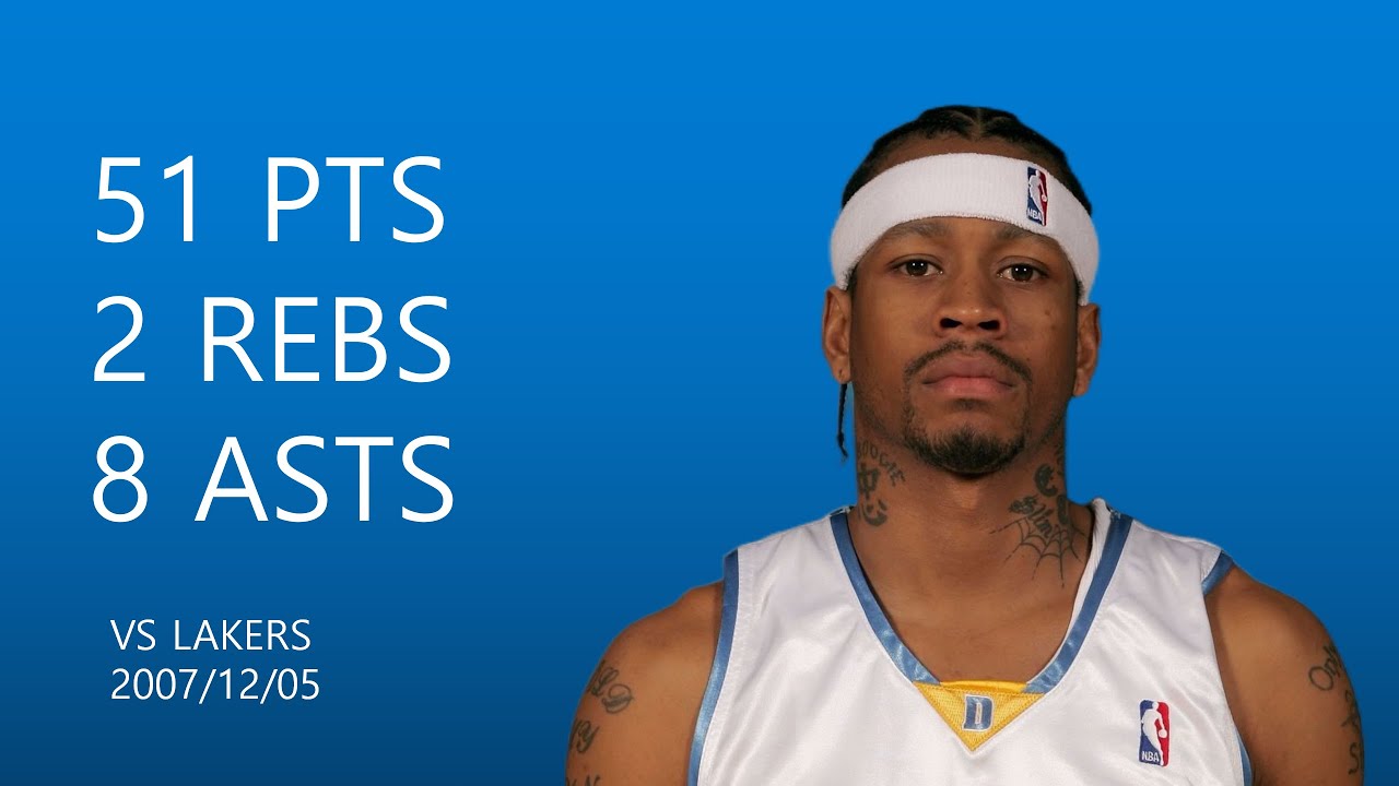Allen Iverson | 51 pts,2 rebs,8 asts | December 5,2007 | vs LAL
