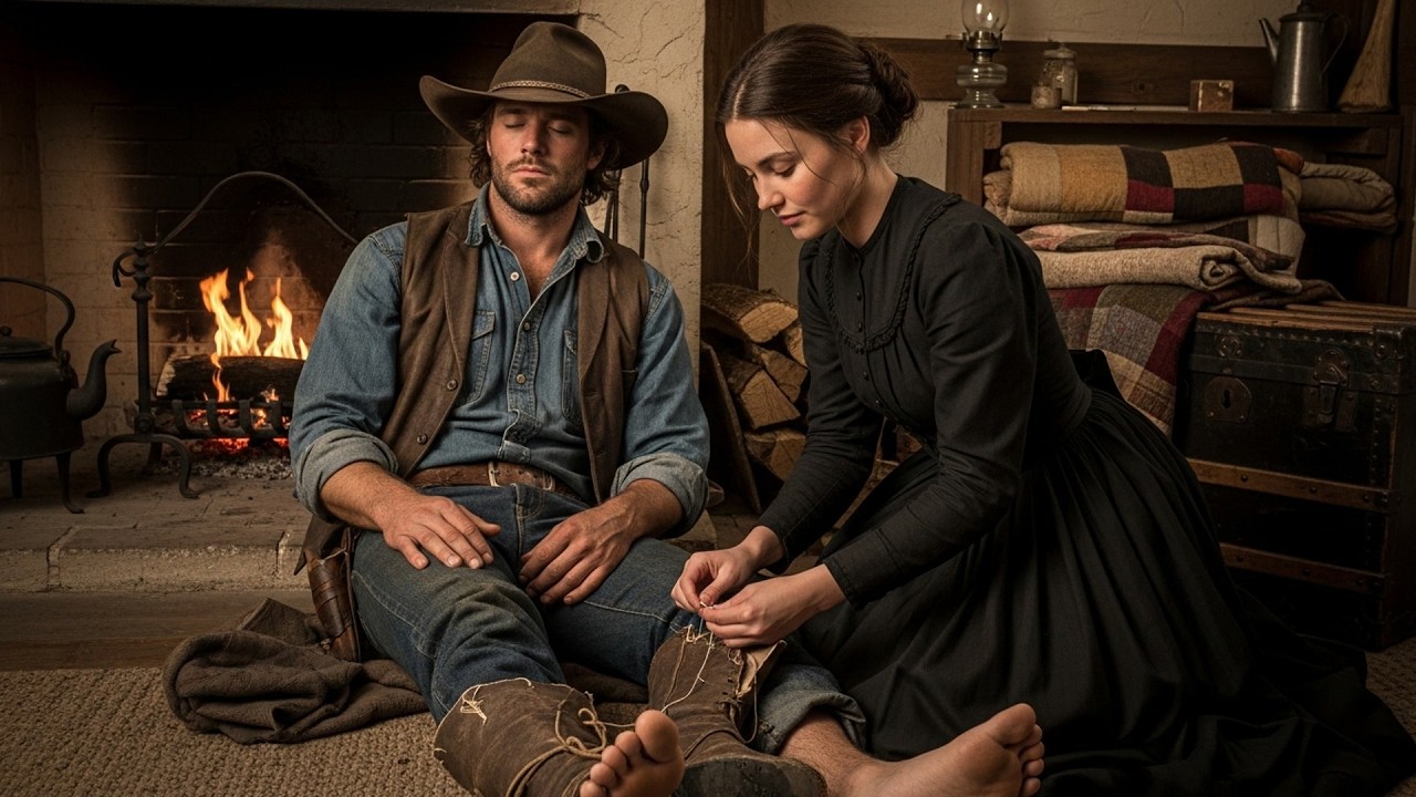His Boots Were Worn Clean Through To His Skin, She Mended Them While He Slept By The Hearth