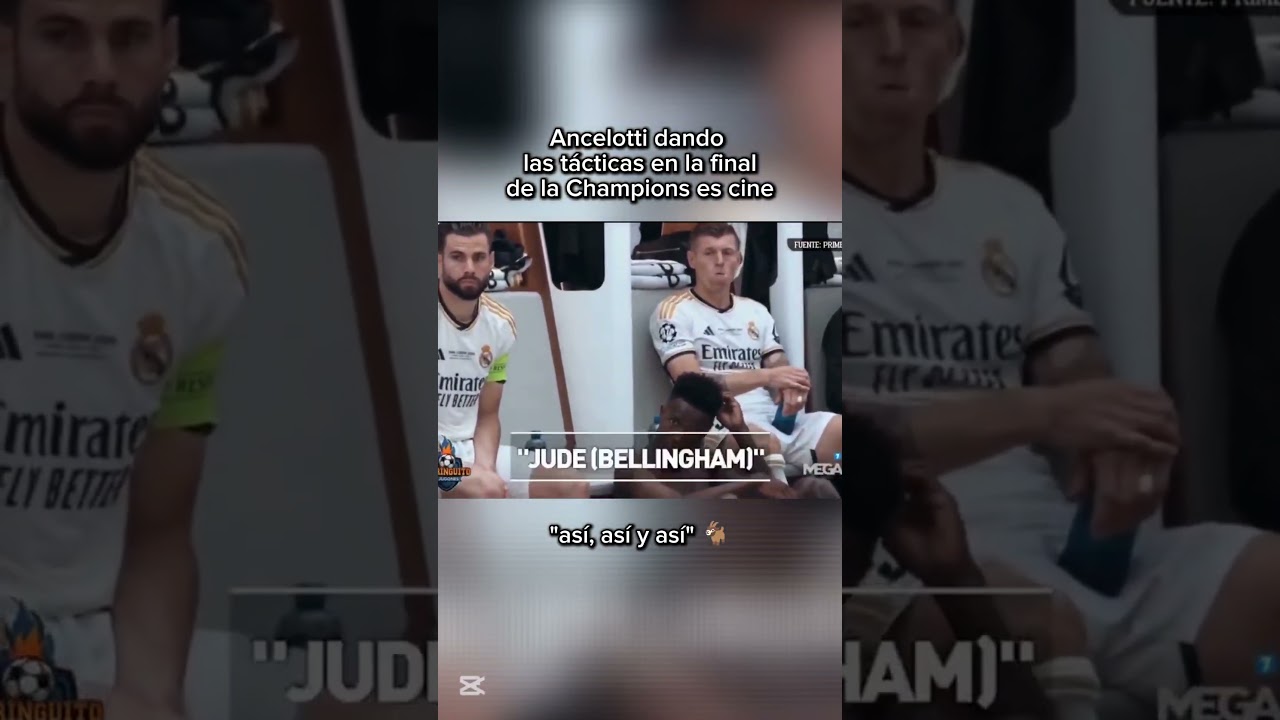 Ancelotti y las t&aacute;cticas en la final de la Champions es CINE 😂🐐 #realmadrid #viralfutbol #ancelotti