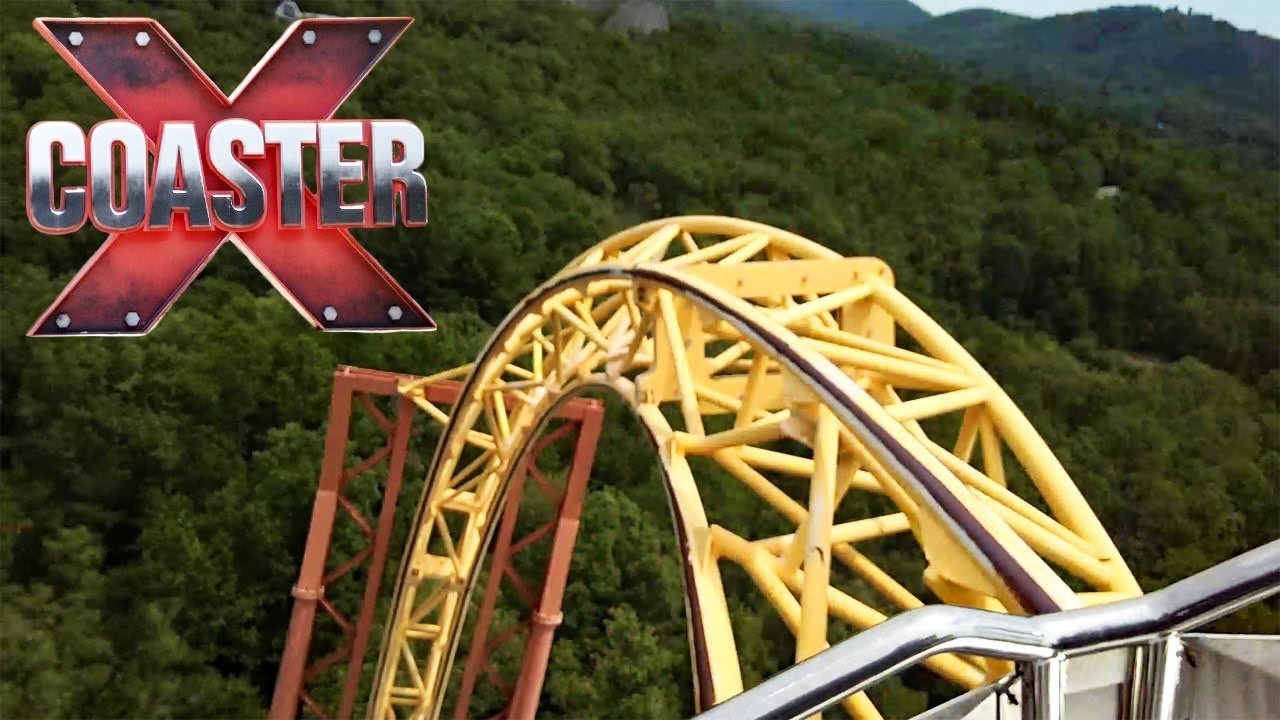 X Coaster HD Front Seat On Ride POV & Review. Maurer Skyloop at Magic Springs & Crystal Falls.