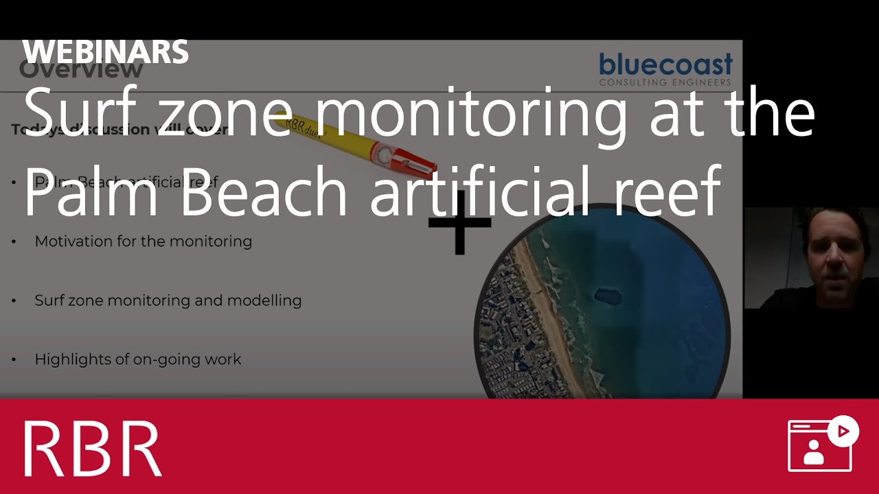 Surf zone monitoring at the Palm Beach artificial reef using nine RBRduet T.Ds