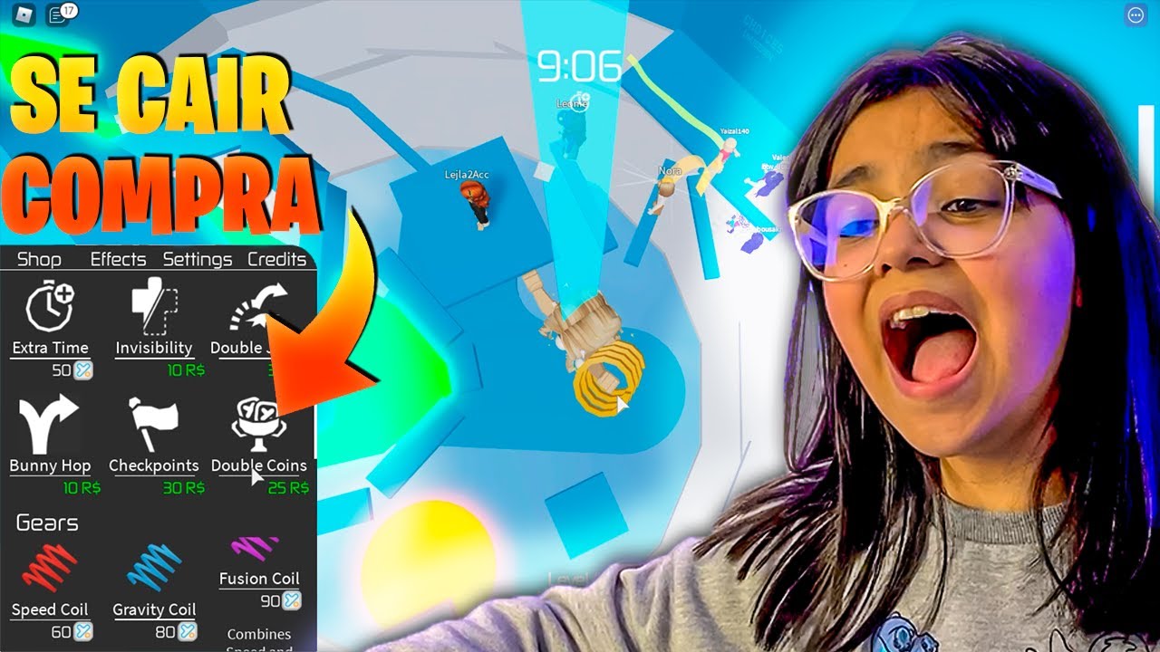 ROBLOX - SE MORRER OU CAIR COMPRA ITENS (TOWER OF HELL)