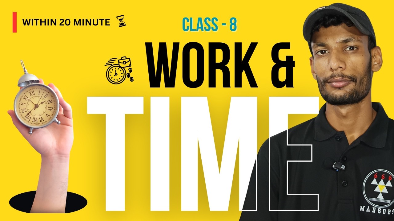 work ,rate & time -one shot within 20 minutes for final exam class-8 math cbse board