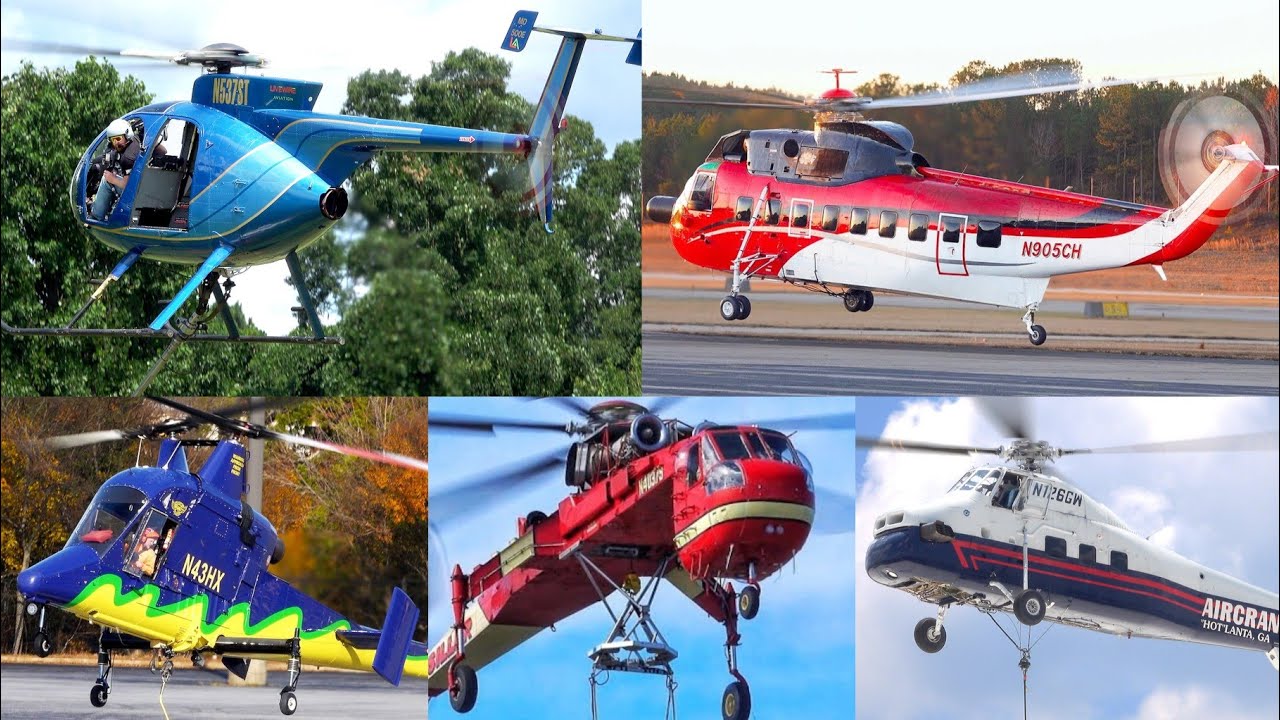 Utility helicopters Compilation: S-58,S-61,S-64,MD500, and K-1200