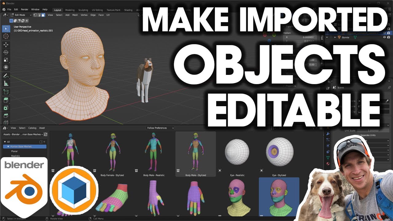 Как сделать импортированные активы редактируемыми в Blender!