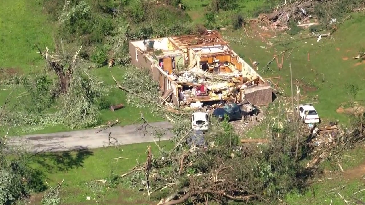 AERIALS: Tornado damage in Russell Springs, KY; path of destruction cut across Russell County