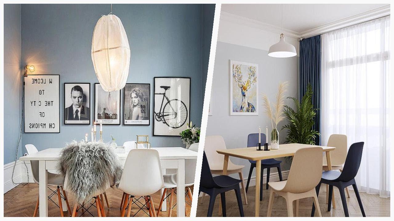 75 Scandinavian Dining Room With Blue Walls Design Ideas You'll Love 🪴