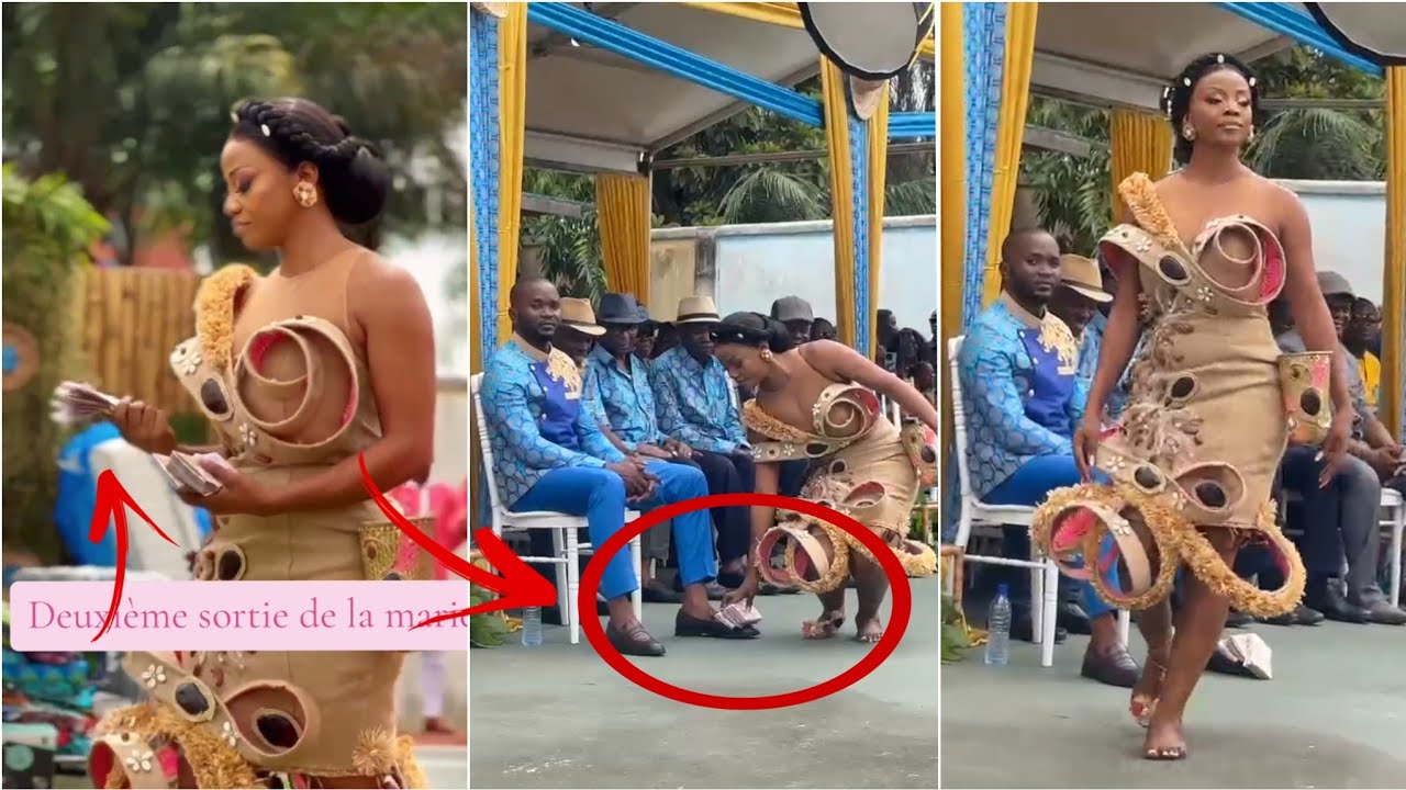 Bride walks up to her groom and drops her Bride Price right at his feet