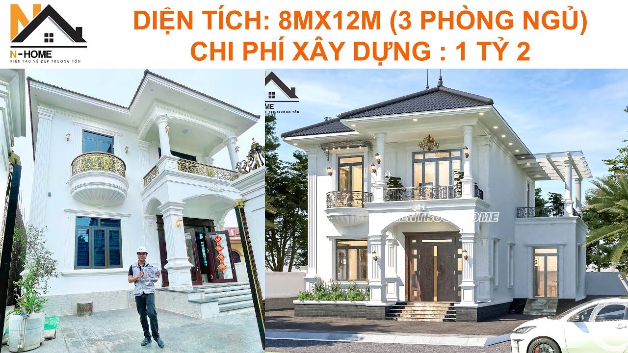 MẪU NHÀ 2 TẦNG MÁI NHẬT TÂN CỔ ĐIỂN 1 TỶ 2