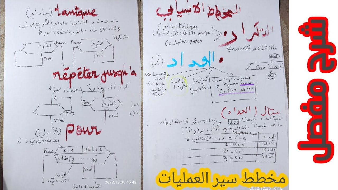 الحلقة التكرارية في المخططات الانسيابية