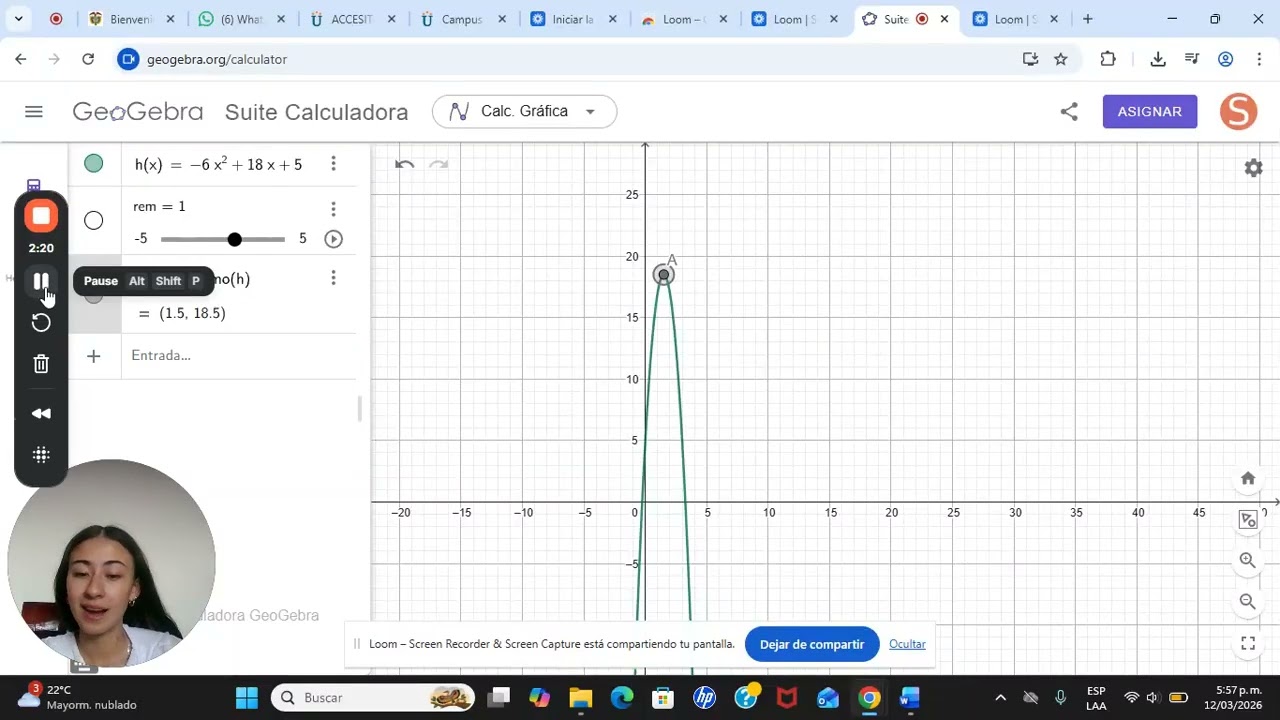 Sustentación del ejercicio 5 en GeoGebra 📈