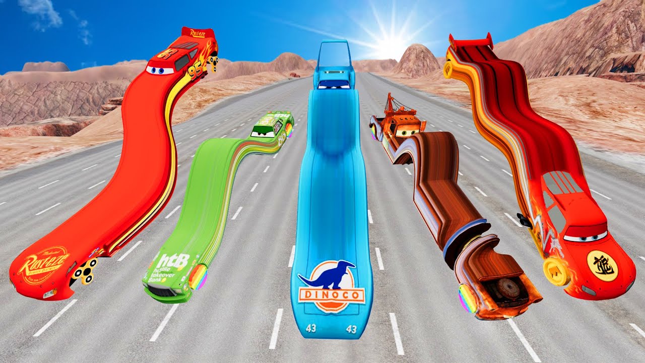 RACE OF THE LONGEST CARS IN THE WORLD. McQueen, King, Mater. BeamNG Drive.