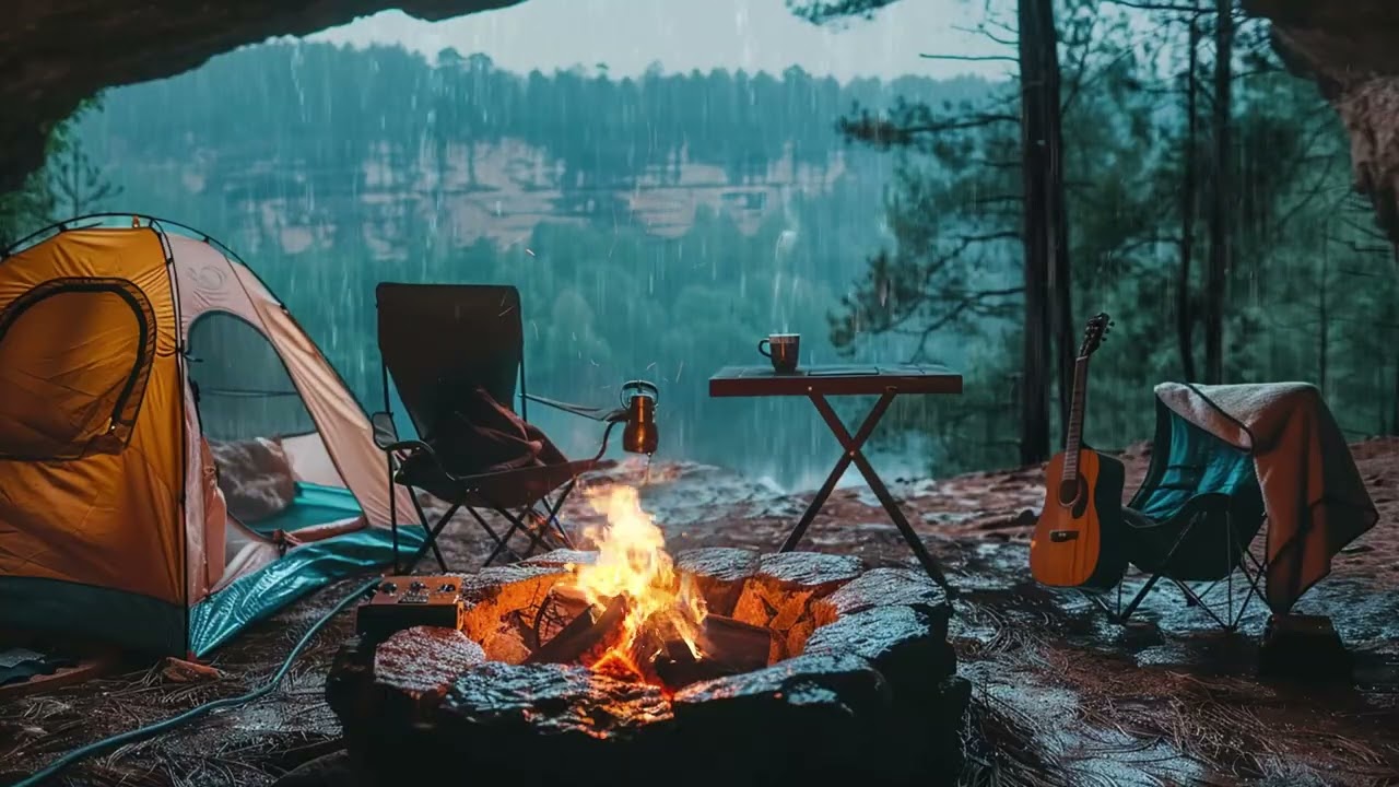 Regen ASMR zum Einschlafen Deutsch – Warme Höhle mit Feuer für tiefen Schlaf