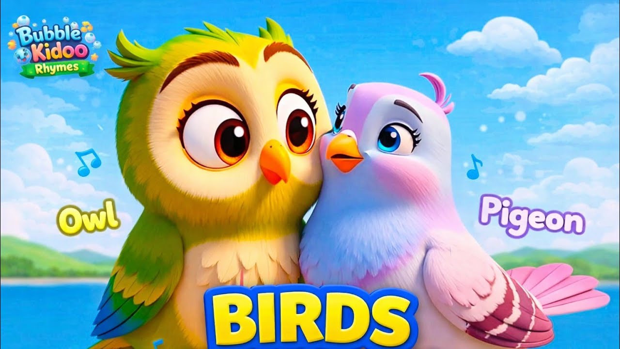 Birds Song for kids | Learn Bird Names with 3D Cartoon | kids song | BubbleKidoo Rhymes
