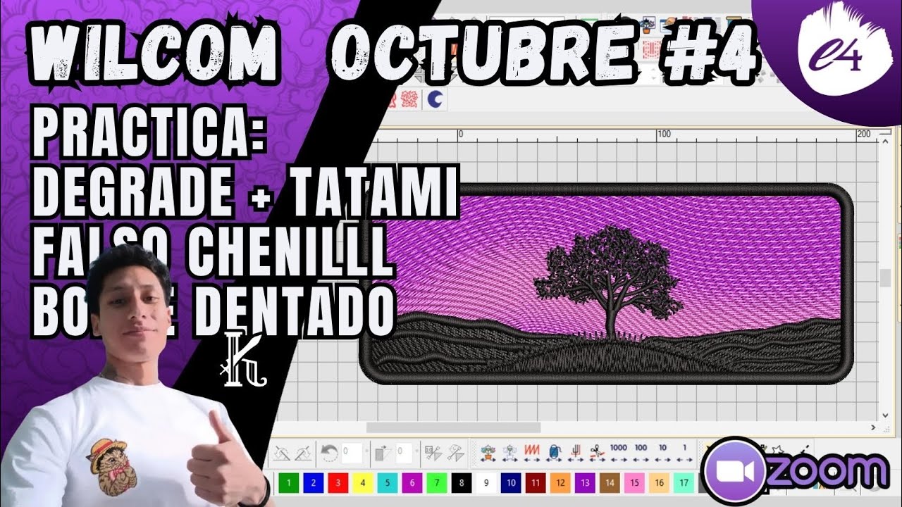 CURSO WILCOM OCTUBRE #4✔️ TATAMI EN DEGRADE +✔️ FLORENTINO EFECTO FALSO CHENILL✔️ DISE&Ntilde;O EMB.