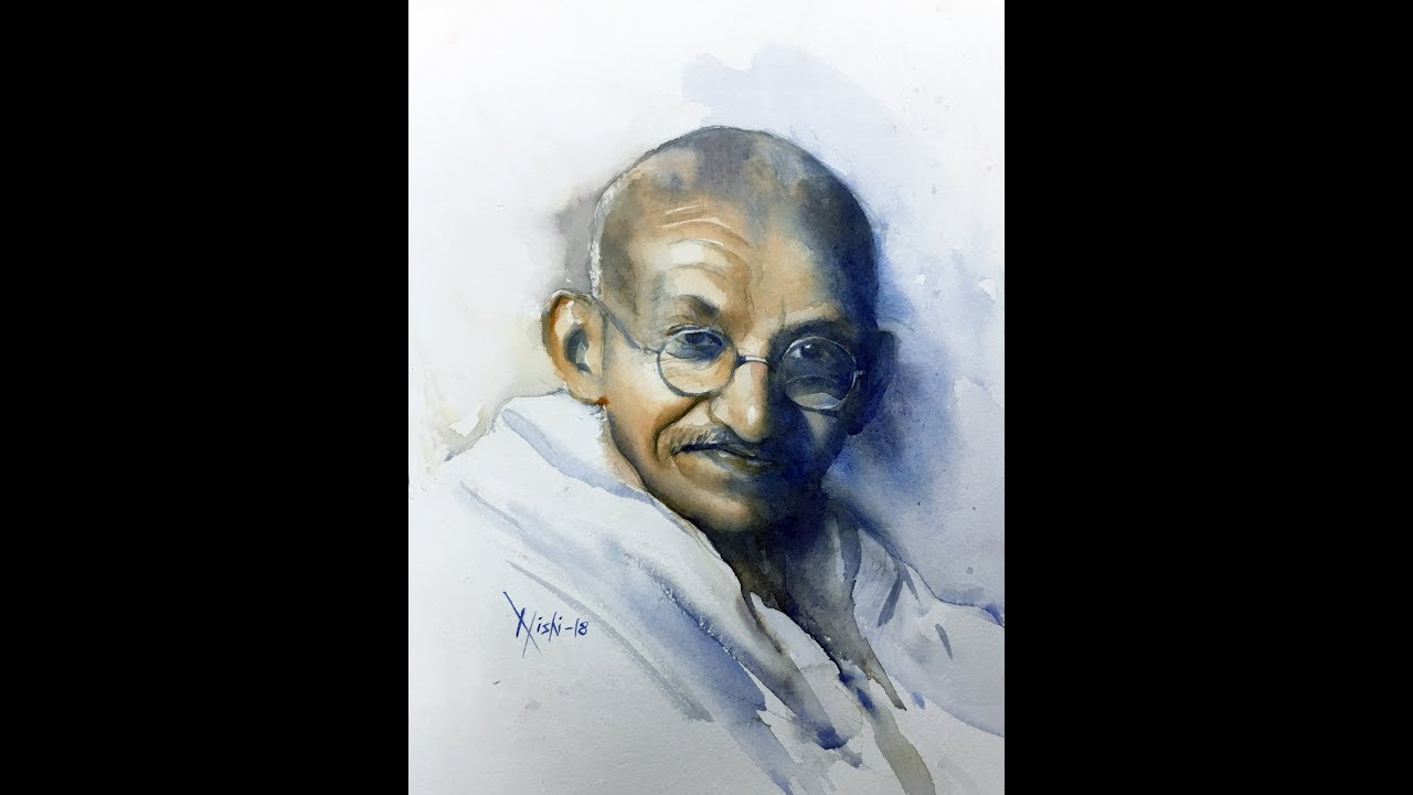 Watercolor Portrait - Mahatma Gandhi