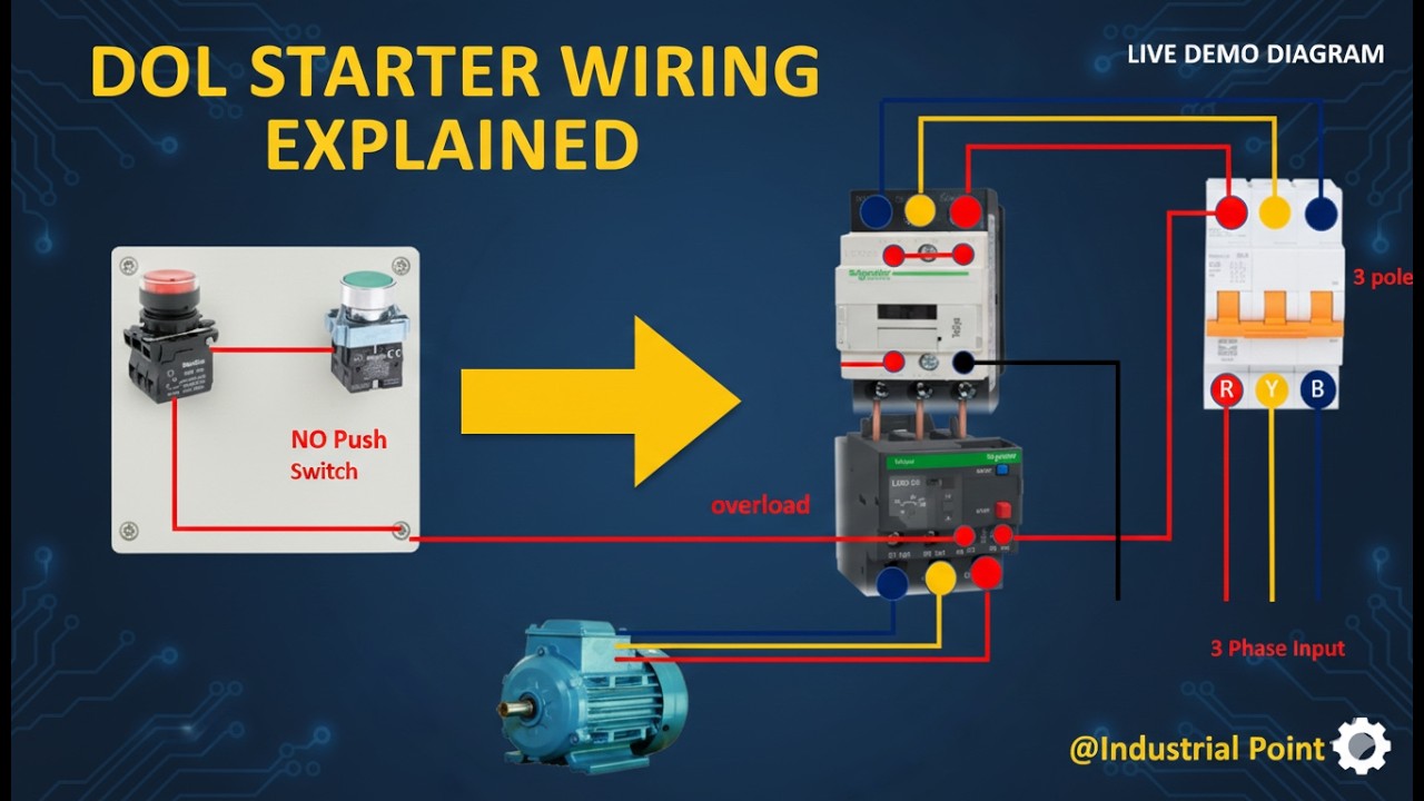 DOL Starter Control Wiring Explained | Single Line Diagram (SLD) | @industrial Point |