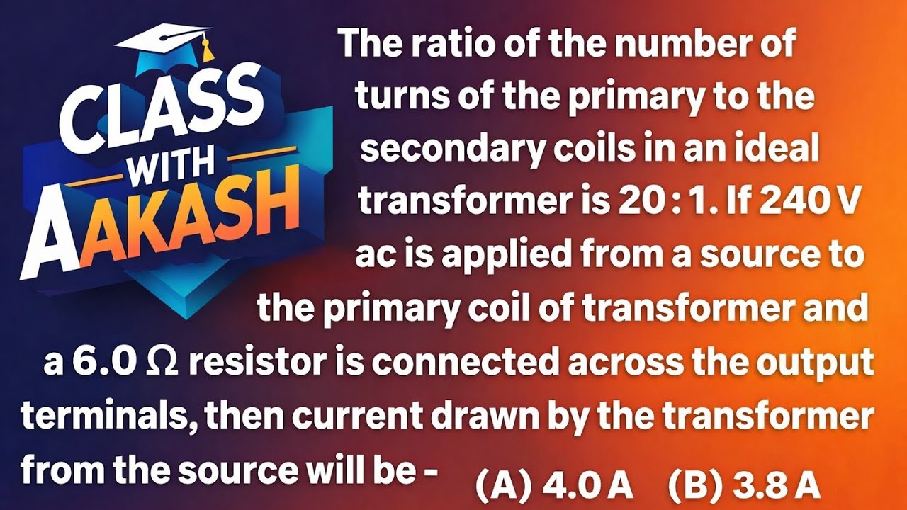 The ratio of the number of turns of the primary to the secondary coils in an ideal transformer is 20