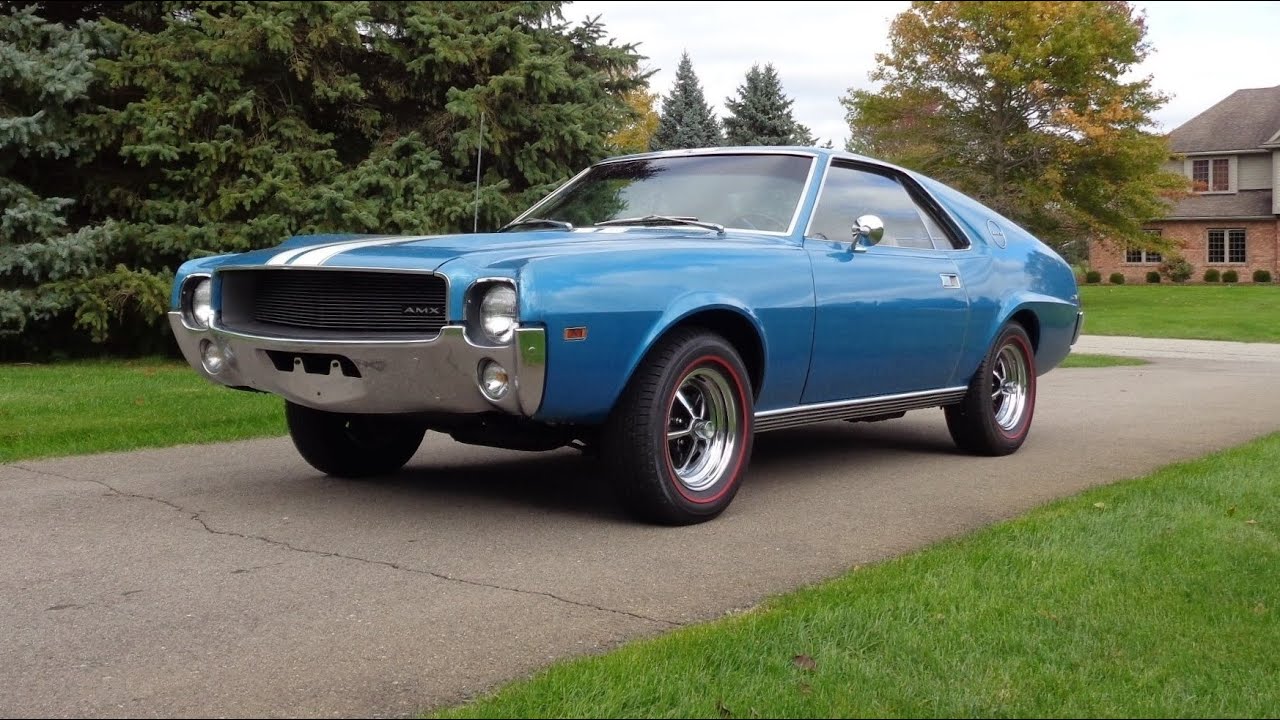 1968 American Motors AMC AMX Survivor in Blue & Engine Sound on My Car Story with Lou Costabile