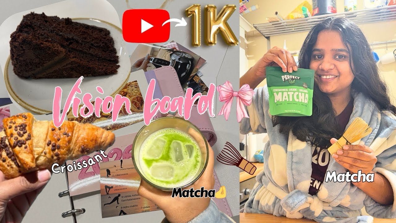 Vision board || #vlog #croissant || let’s make matcha🤌🎀✨ #visionboard 