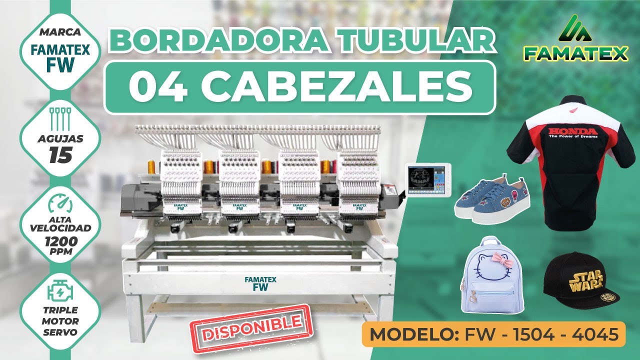Bordadora Tubular de 4 Cabezales con 15 Agujas por cabezal | FAMATEX FW