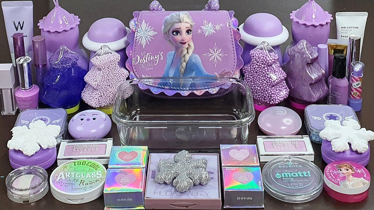 LAVENDER FROZEN Slime Mixing Random Into Slime! Satisfying Slime Video ASMR