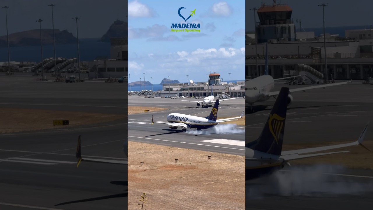 Ryanair landing at Madeira Airport